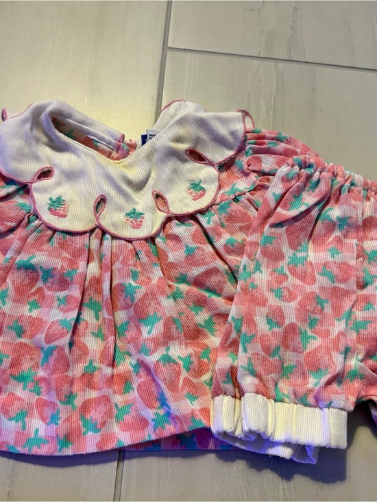 Nannette Other - Vintage 90s Nannette Baby Girl Pink Strawberry Outfit 3-6 Months